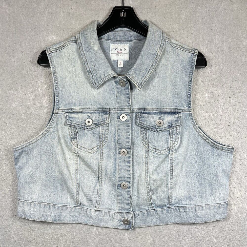 torrid Light Wash Denim Crop Vest
